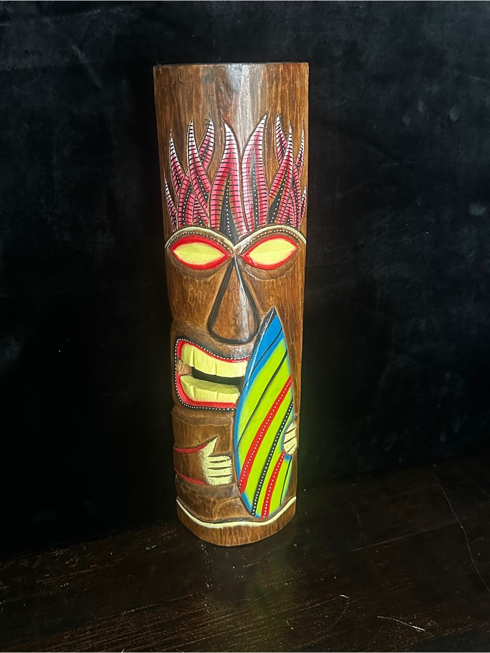 Wooden Surfer Tiki Mask